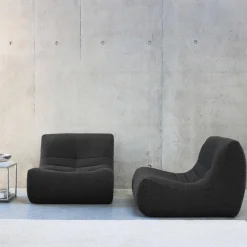 2er-Set modulare 1-Sitzer Sessel mit strukturiertem Bouclé-Bezug