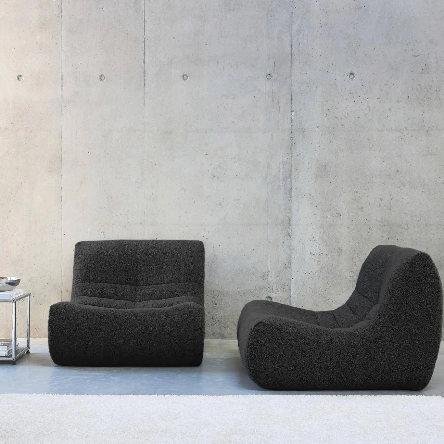 2er-Set modulare 1-Sitzer Sessel mit strukturiertem Bouclé-Bezug