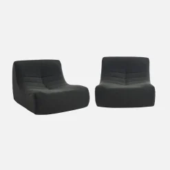 2er-Set modulare 1-Sitzer Sessel mit strukturiertem Bouclé-Bezug