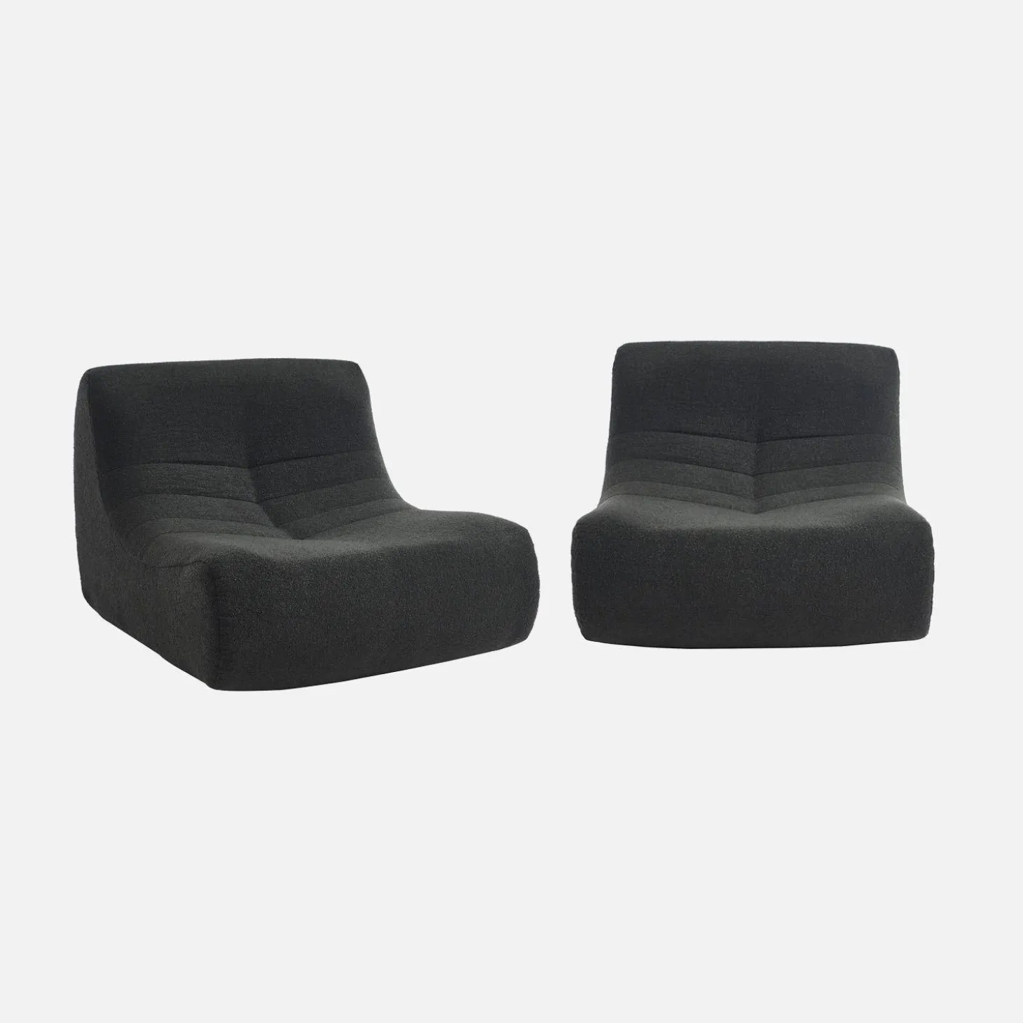 2er-Set modulare 1-Sitzer Sessel mit strukturiertem Bouclé-Bezug