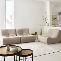 3er-Set modulare 1-Sitzer Sessel mit strukturiertem Bouclé-Bezug