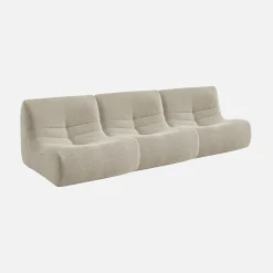 3er-Set modulare 1-Sitzer Sessel mit strukturiertem Bouclé-Bezug