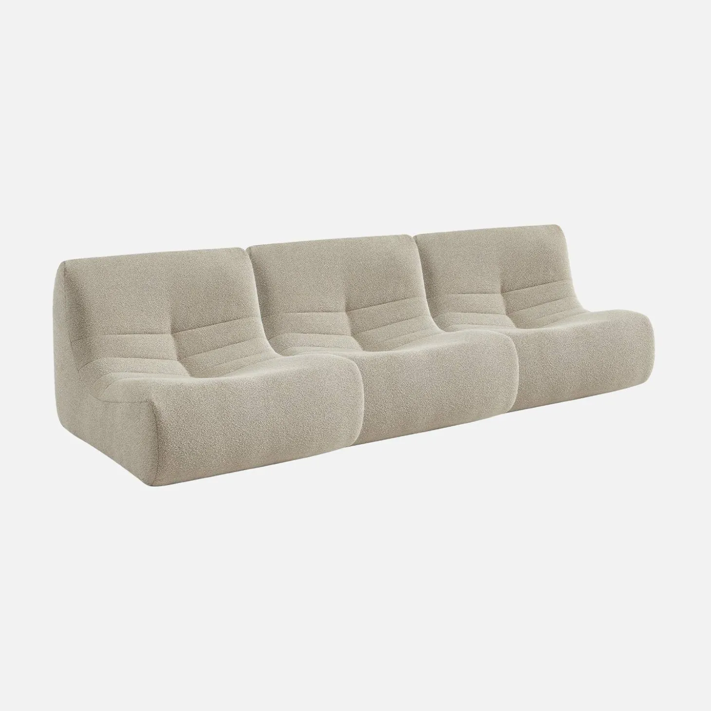 3er-Set modulare 1-Sitzer Sessel mit strukturiertem Bouclé-Bezug