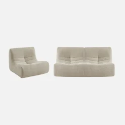 3er-Set modulare 1-Sitzer Sessel mit strukturiertem Bouclé-Bezug