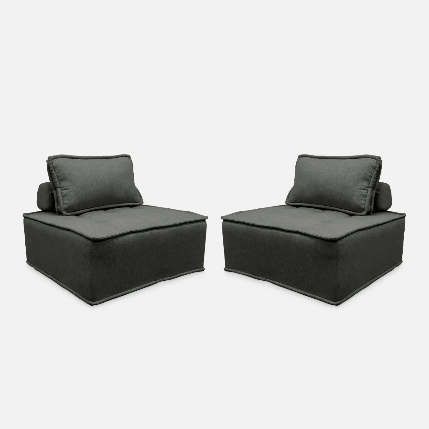 2er Set modulierbare Sessel ohne Armlehne, kapitoniert
