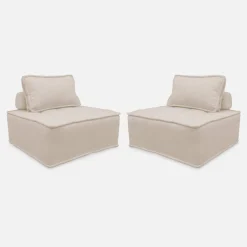 2er Set modulierbare Sessel ohne Armlehne, kapitoniert