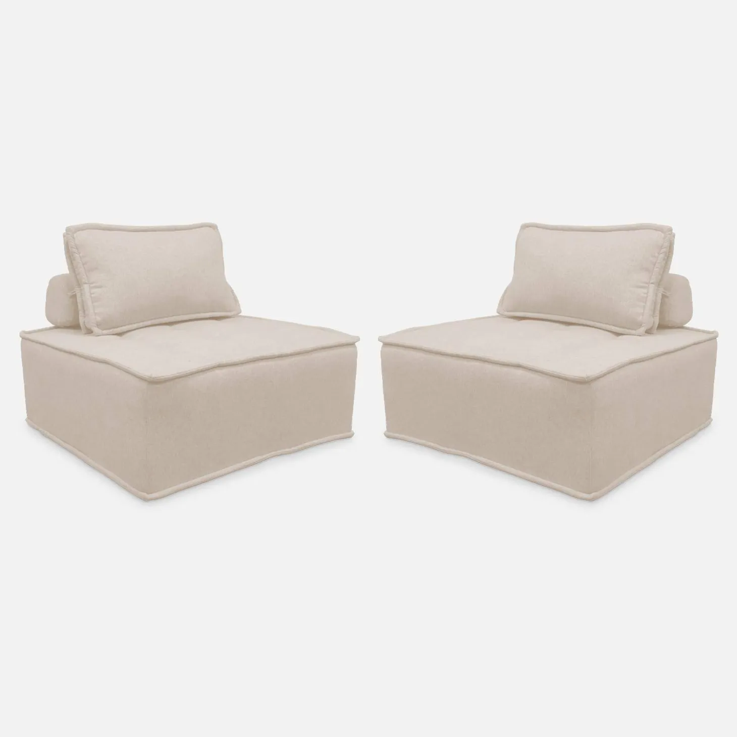 2er Set modulierbare Sessel ohne Armlehne, kapitoniert