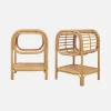2er-Set Nachttische aus gebogenem Natur-Rattan, 1 Ablage, 1 Nische
