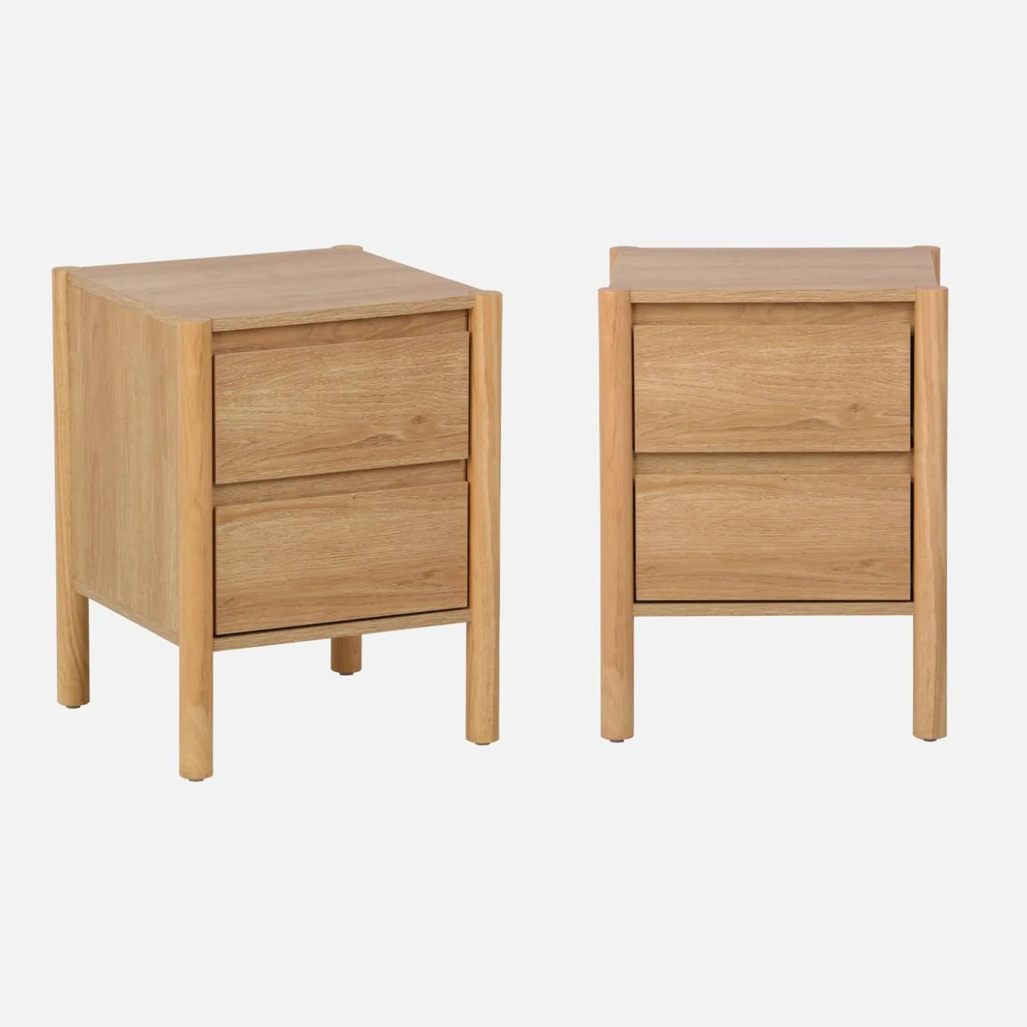 2er-Set Nachttische Holzdekor 2 Schubladen