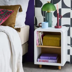 2er-Set Nachttische mit Holzlook und 2 Nischen