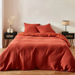 2er-Set Nachttische mit Holzlook und Rattan-Geflecht