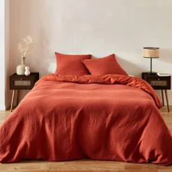 2er-Set Nachttische mit Holzlook und Rattan-Geflecht