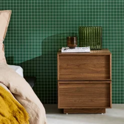 2er-Set Nachttische mit Holzlook und 2 Schubladen