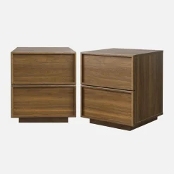 2er-Set Nachttische mit Holzlook und 2 Schubladen