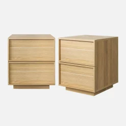 2er-Set Nachttische mit Holzlook und 2 Schubladen