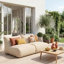 2er-Set Outdoor-Sessel mit Olefin-Bezug beige