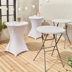2er Set Party Stehtische + 2 Hussen