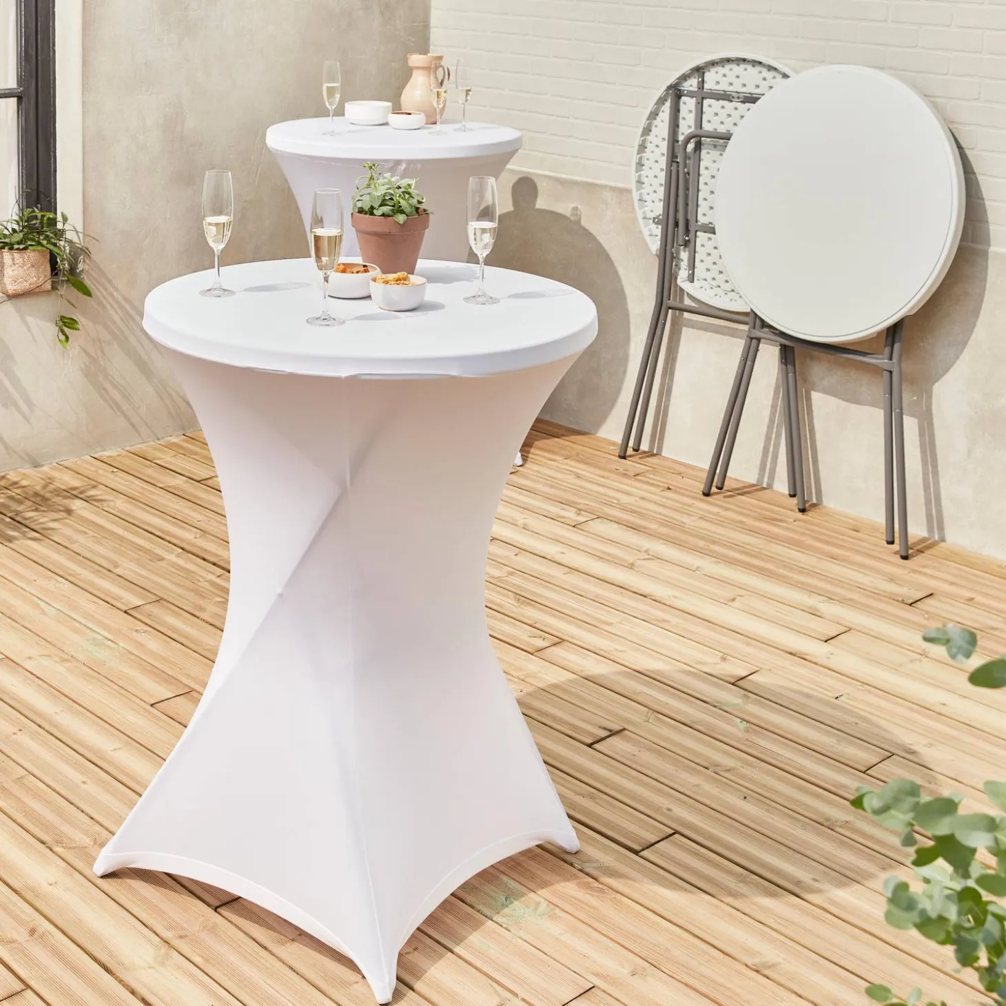 2er Set Party Stehtische + 2 Hussen