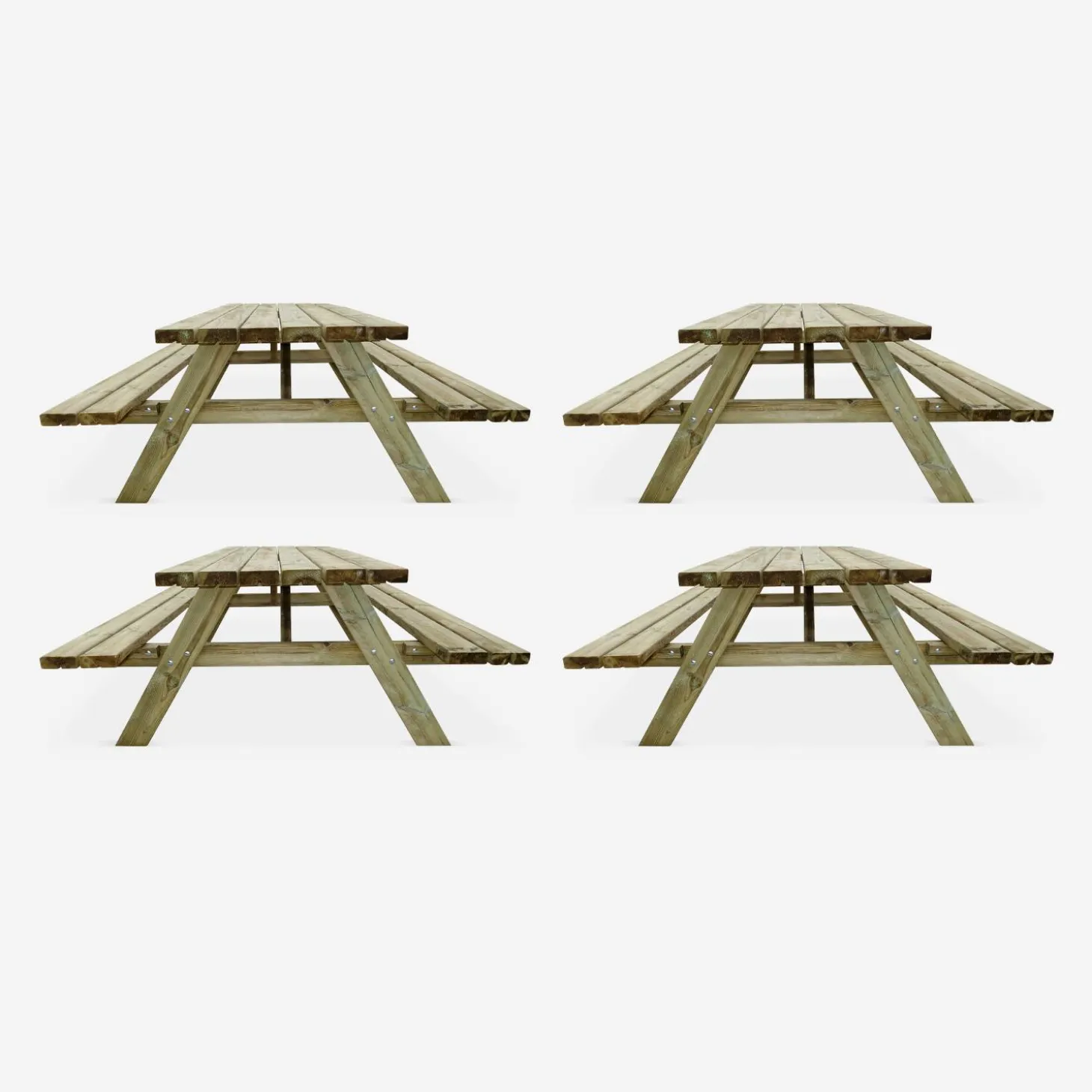 4er Set Picknicktisch 180 cm Holz, 6 Personen - PANCHINA