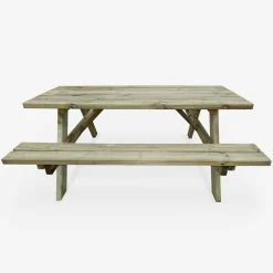 4er Set Picknicktisch 180 cm Holz, 6 Personen - PANCHINA