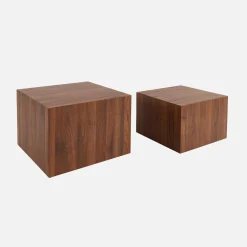 2er-Set quadratische Couchtische mit Holzoptik