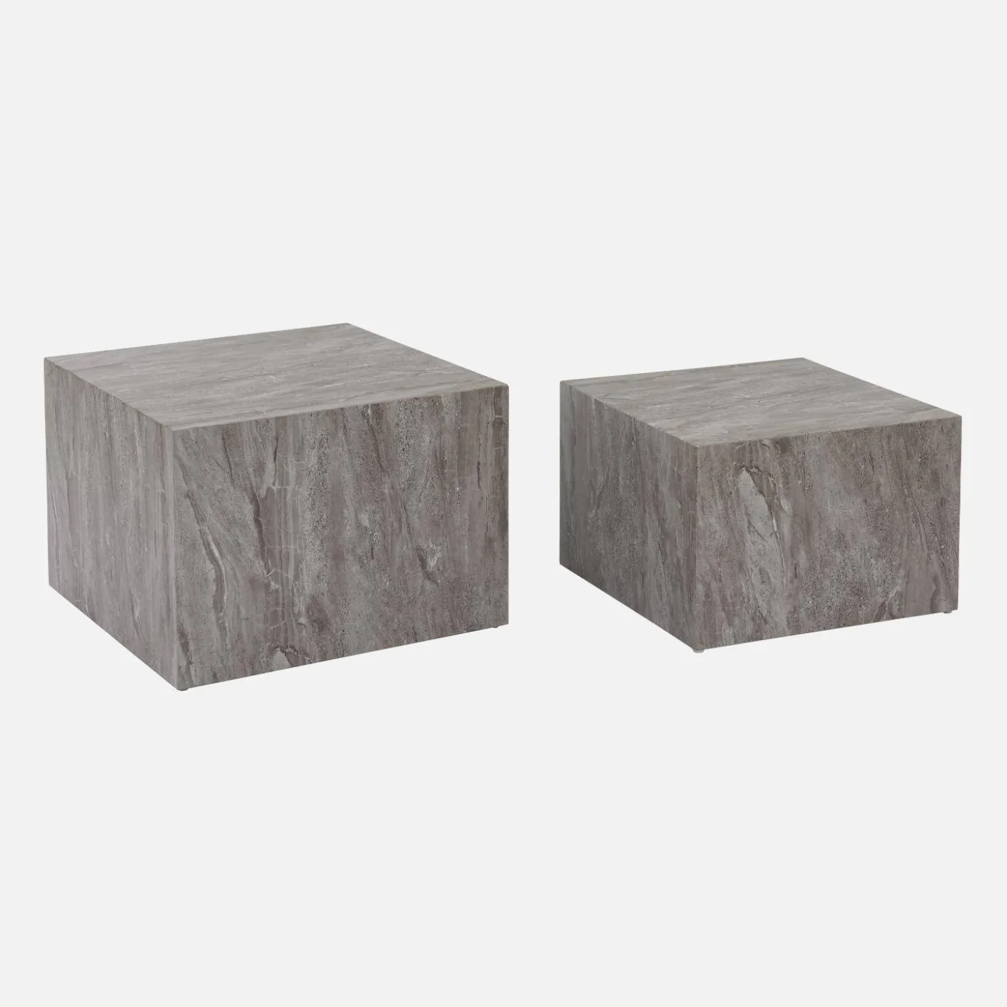 2er-Set quadratische Couchtische mit Marmorlook