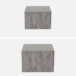 2er-Set quadratische Couchtische mit Marmorlook
