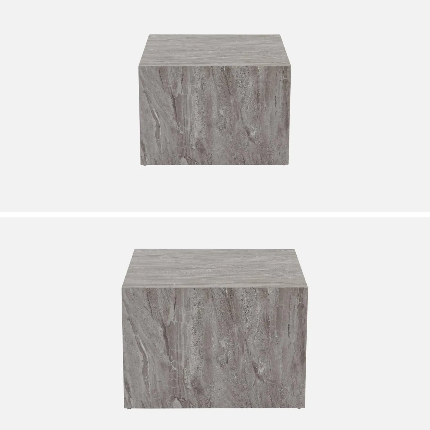 2er-Set quadratische Couchtische mit Marmorlook