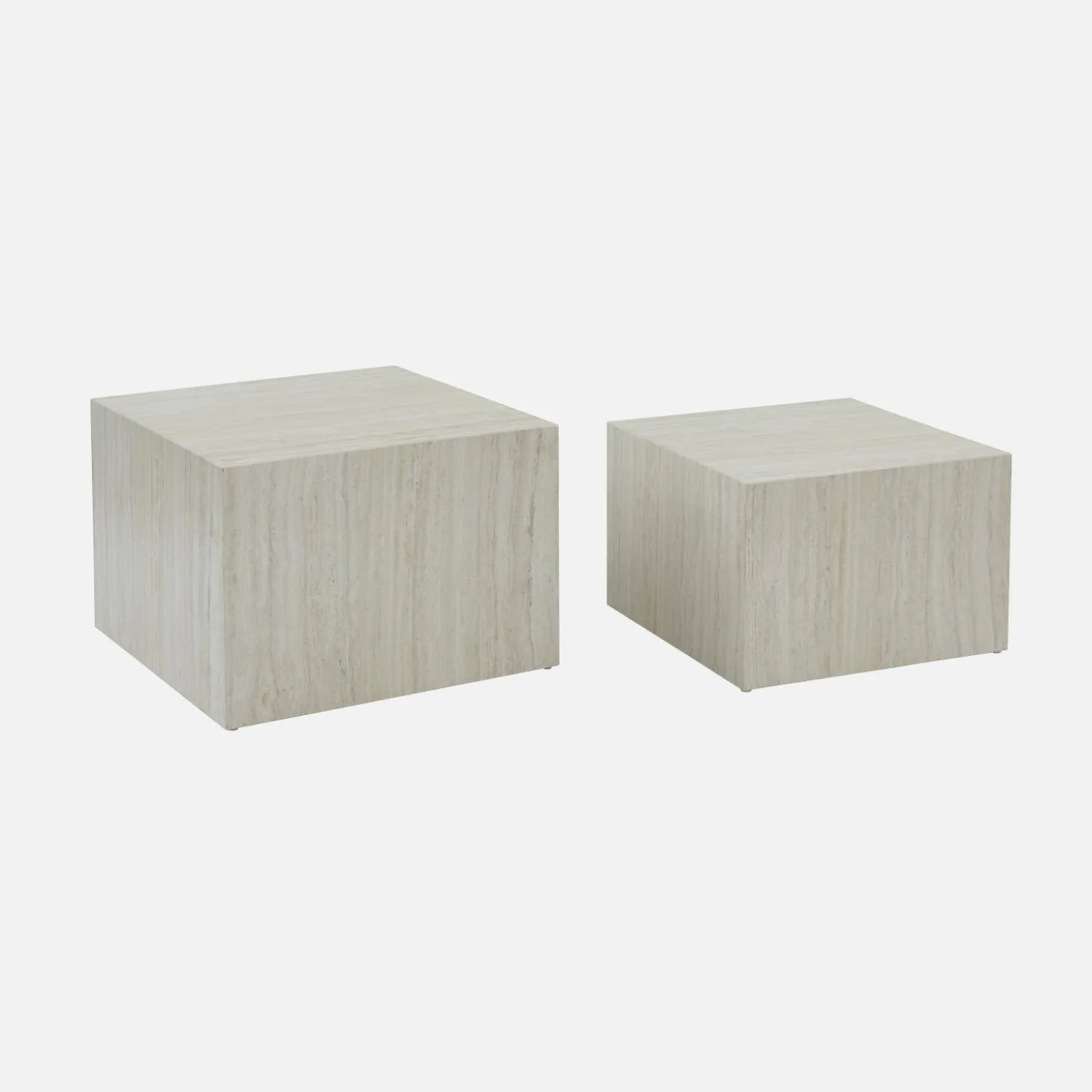 2er-Set quadratische Couchtische mit Marmorlook