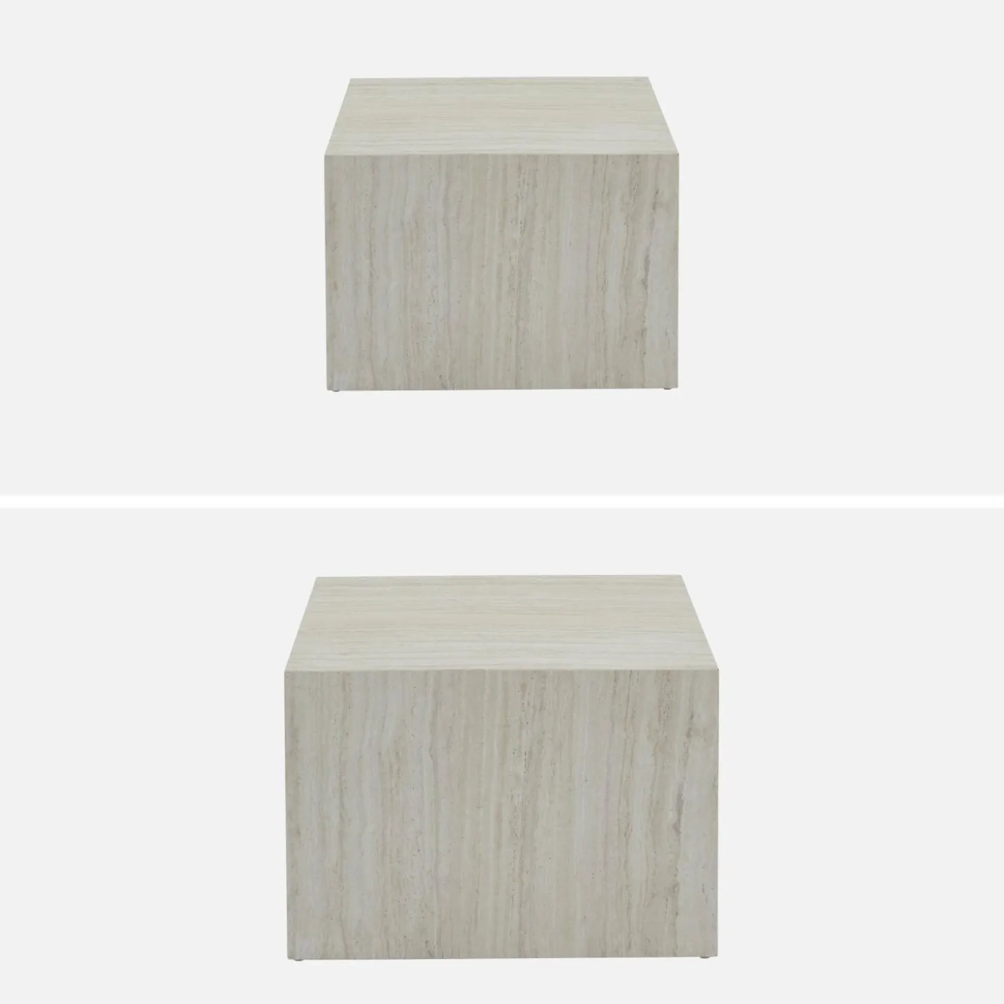 2er-Set quadratische Couchtische mit Marmorlook