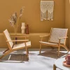 2er-Set Relaxsessel aus Akazienholz und Kunststoffgeflecht