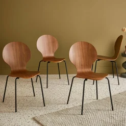 4er-Set Retro-Stühle, Holz und Sperrholz