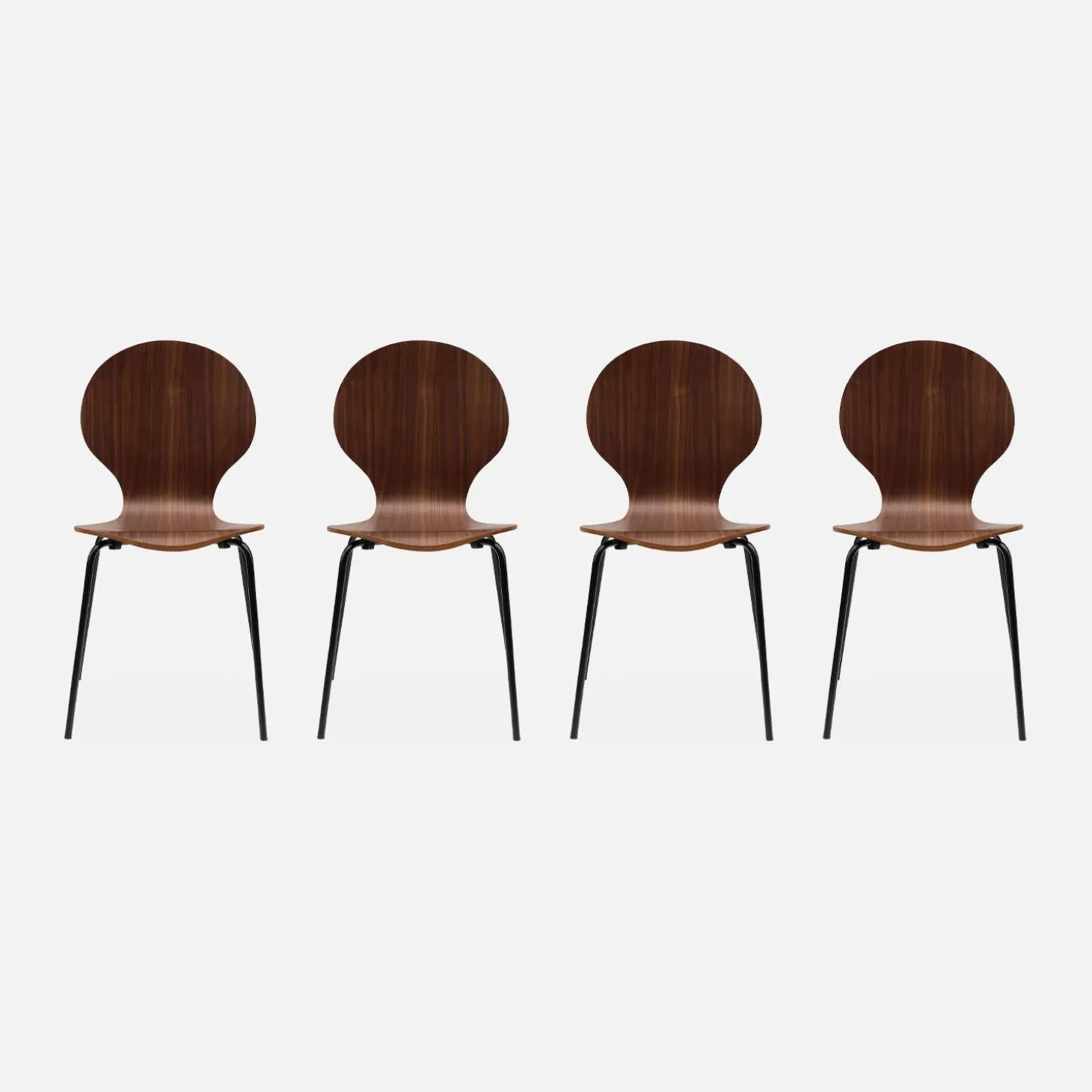4er-Set Retro-Stühle, Holz und Sperrholz