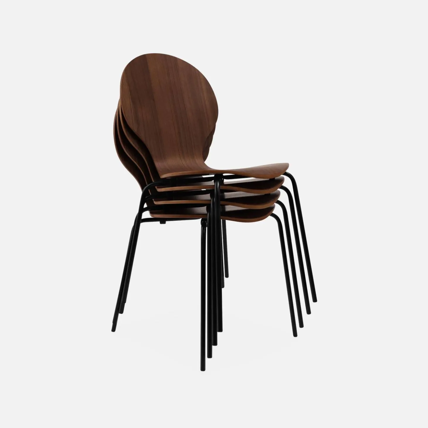 4er-Set Retro-Stühle, Holz und Sperrholz