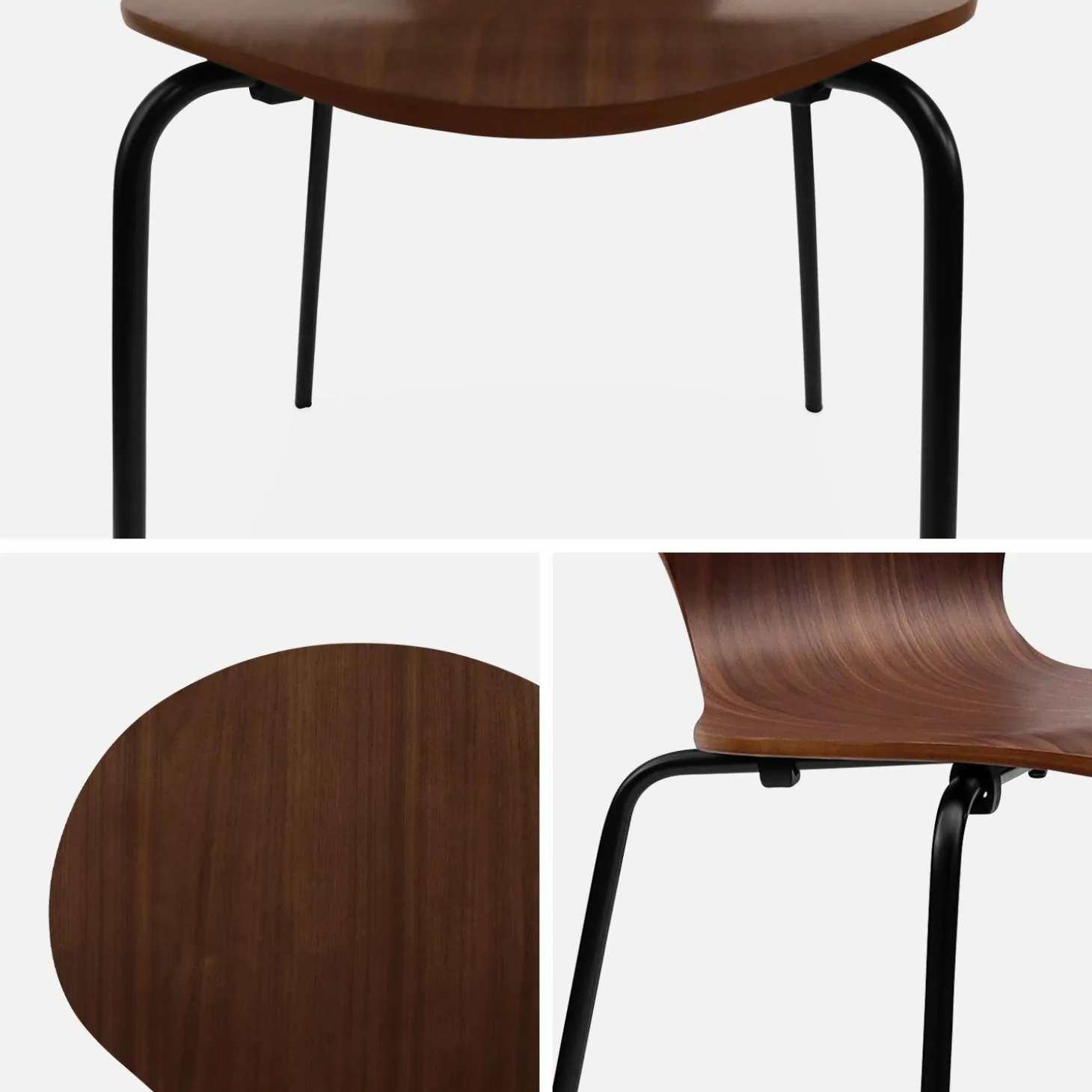 4er-Set Retro-Stühle, Holz und Sperrholz