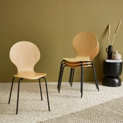4er-Set Retro-Stühle, Holz und Sperrholz