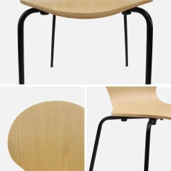 4er-Set Retro-Stühle, Holz und Sperrholz