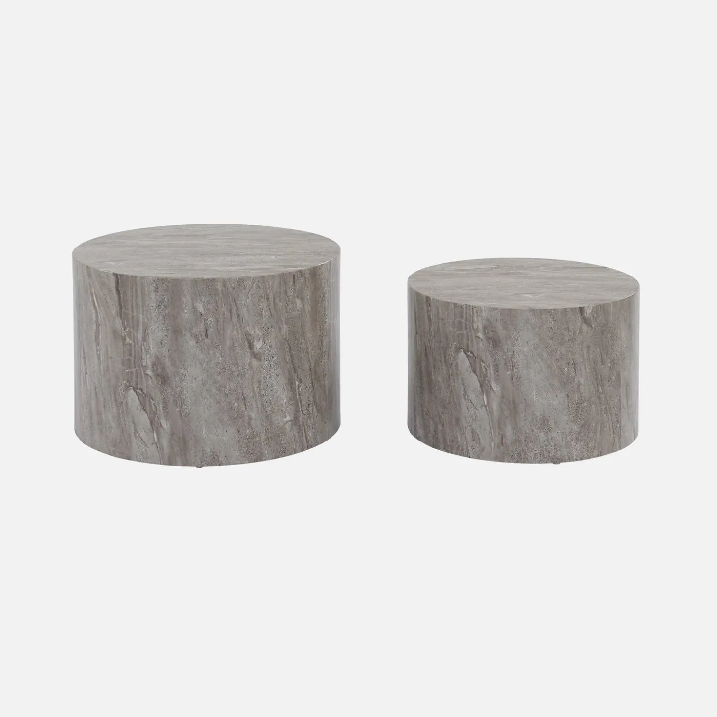 2er Set runde Couchtische mit Marmoroptik