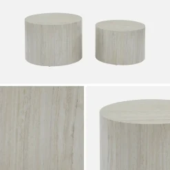 2er Set runde Couchtische mit Marmoroptik