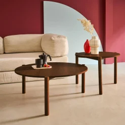 2er-Set runde Tische Holzlook
