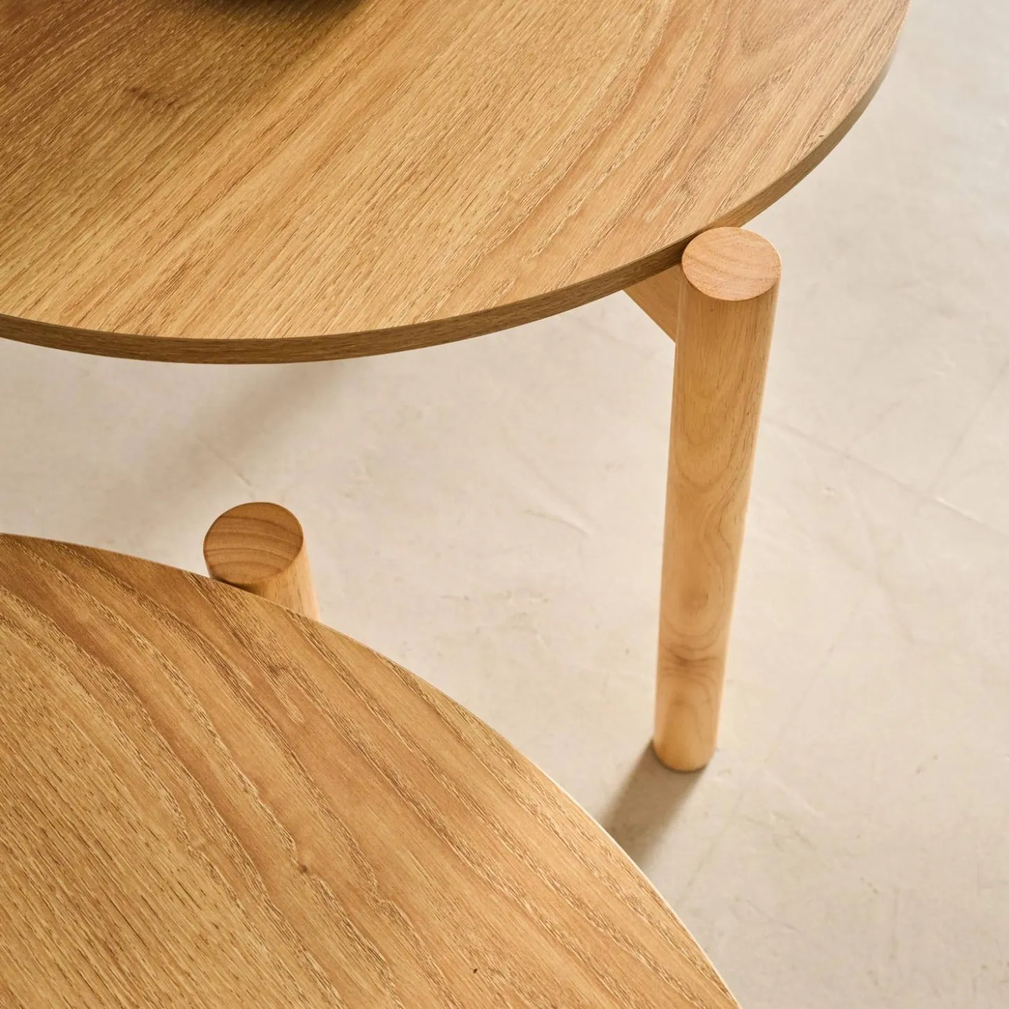 2er-Set runde Tische Holzlook