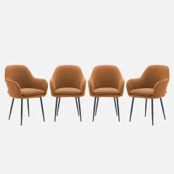 4er Set Samt Sessel mit Metallbeinen