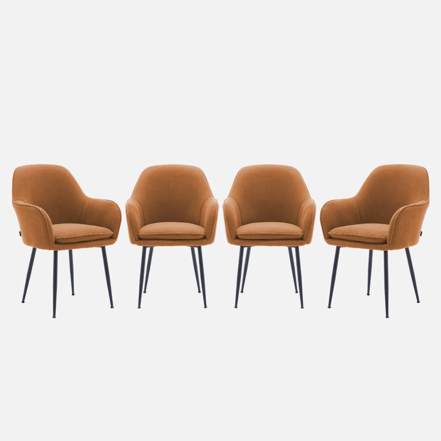 4er Set Samt Sessel mit Metallbeinen