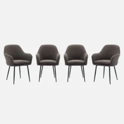 4er Set Samt Sessel mit Metallbeinen