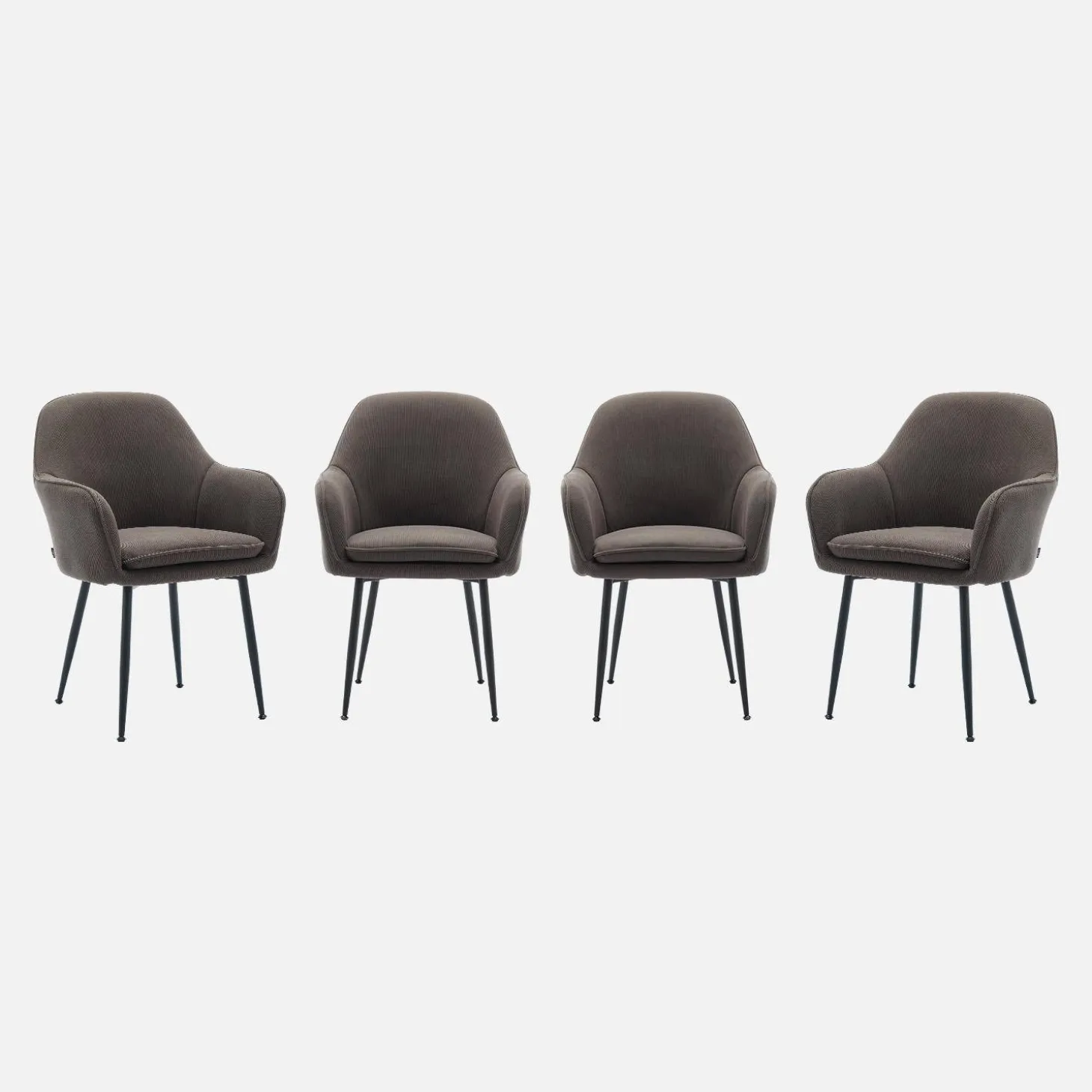 4er Set Samt Sessel mit Metallbeinen