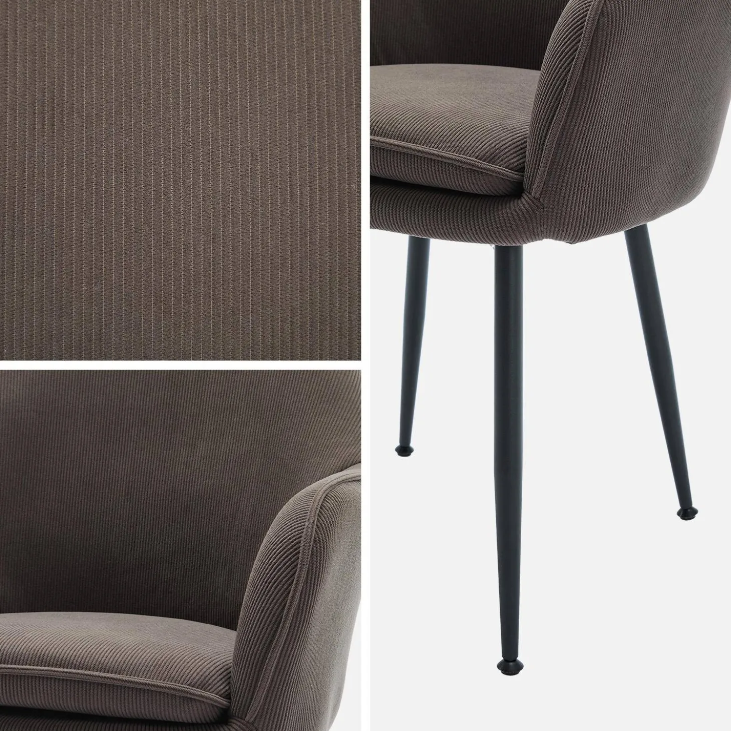 4er Set Samt Sessel mit Metallbeinen