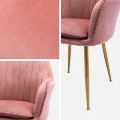 4er-Set Samt-Sessel mit Metallbeinen