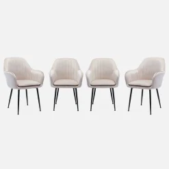 4er-Set Samt-Sessel mit Metallbeinen