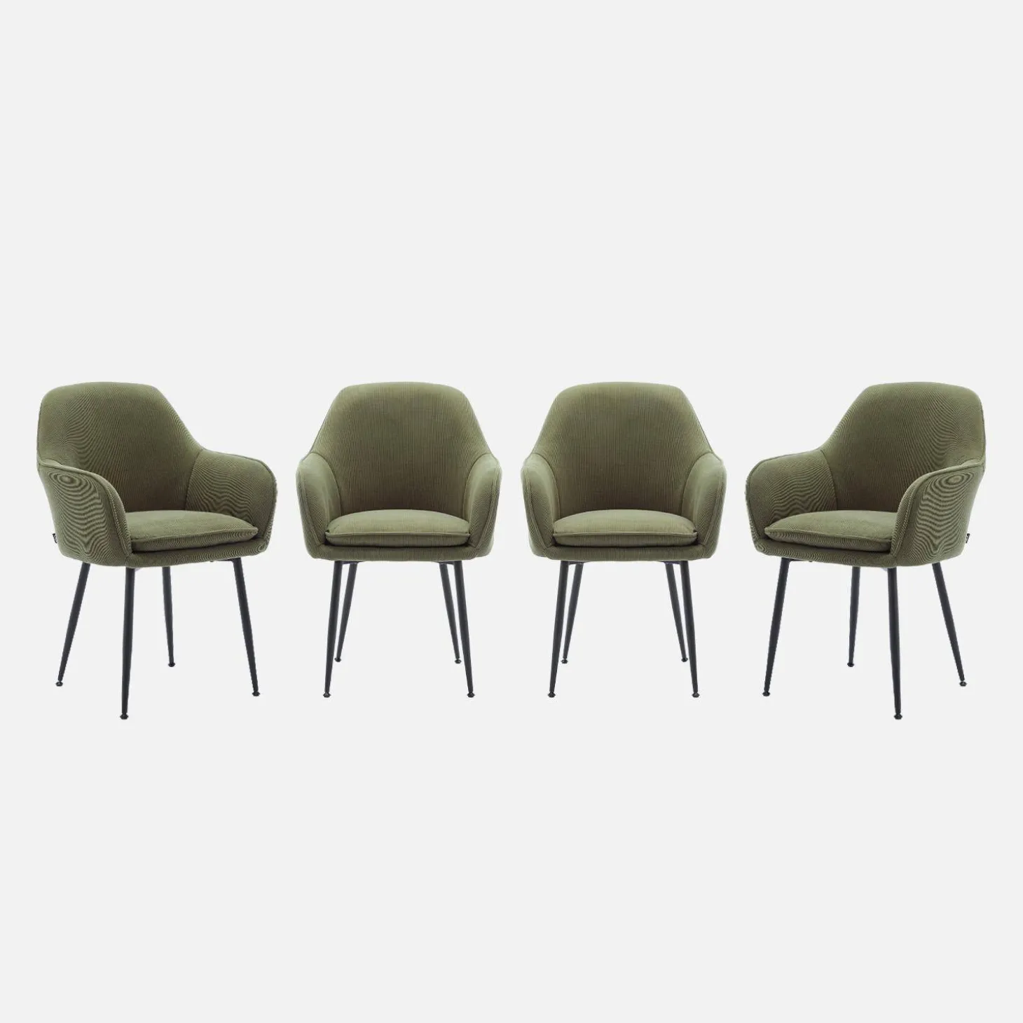 4er Set Samt Sessel mit Metallbeinen