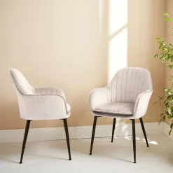 2er Set Samt Sessel mit Metallbeinen